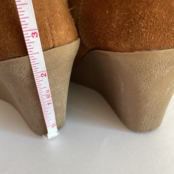 Target Suede Brown Wedge Booties Lace-Up Size 7 - Picture 6 of 11